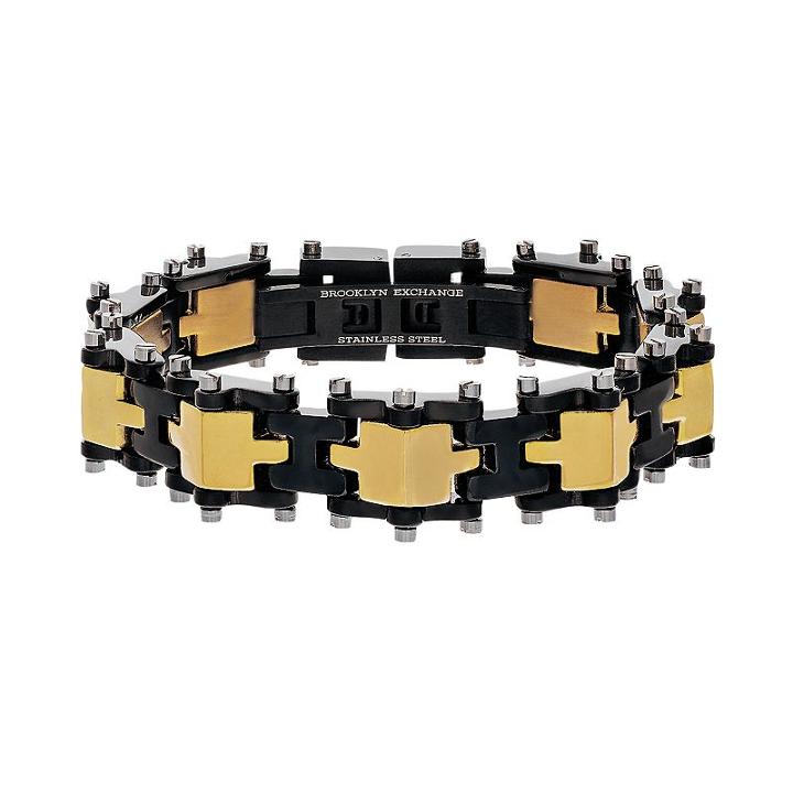 Brooklyn Exchange Stainless Steel Two Tone H-link Bracelet - Men, Size: 8.5