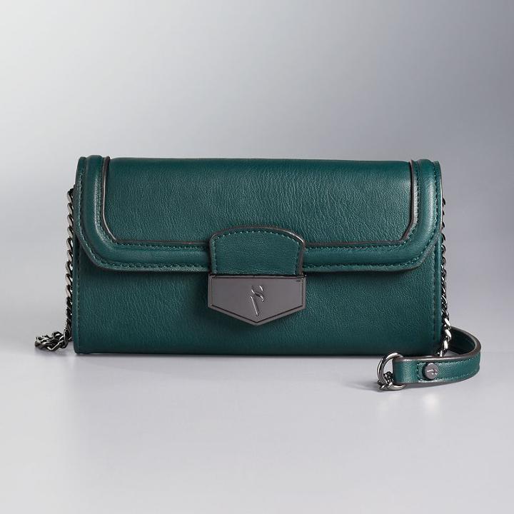 Simply Vera Vera Wang Signature Fold Over Crossbody Bag, Women's, Green