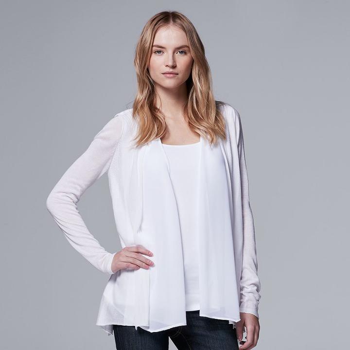 Women's Simply Vera Vera Wang Flyaway Cardigan, Size: Small, White