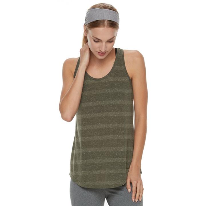Women's Tek Gear&reg; Stripe Racerback Tank, Size: Small, Dark Green
