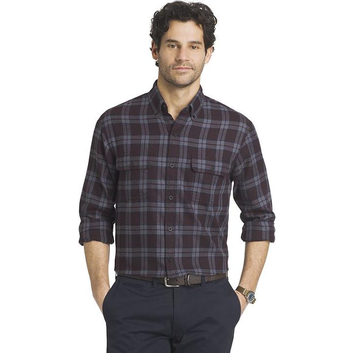 Big & Tall Arrow Plaid Classic-fit Button-down Shirt, Men's, Size: Xl Tall, Dark Red