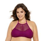 Juniors' Plus Size Costa Del Sol High-neck Halter Bikini Top, Size: 3xl, Med Purple