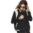 Women's Popsugar Athletic Bomber Jacket, Size: Medium, Black