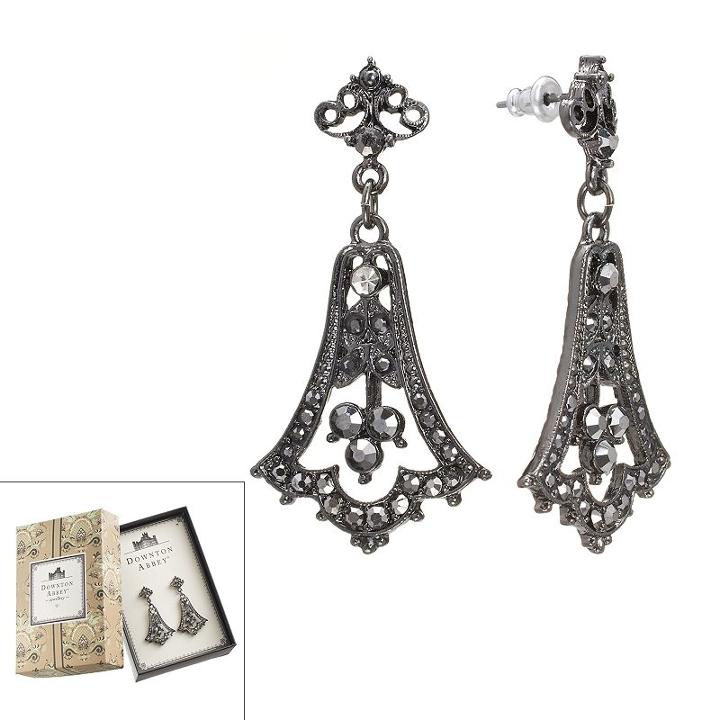 Downton Abbey Jet Simulated Crystal Drop Earrings, Women's, Black