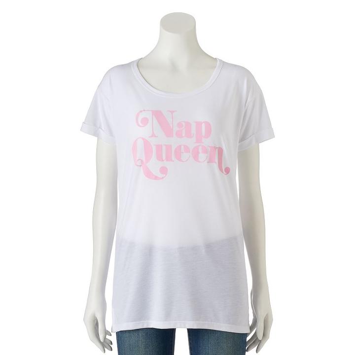 Juniors' Awake Nap Queen Graphic Tee, Girl's, Size: Xs, White