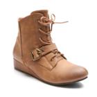 Kisses By 2 Lips Too Too Scope Women's Wedge Ankle Boots, Girl's, Size: 5.5 Med, Lt Brown