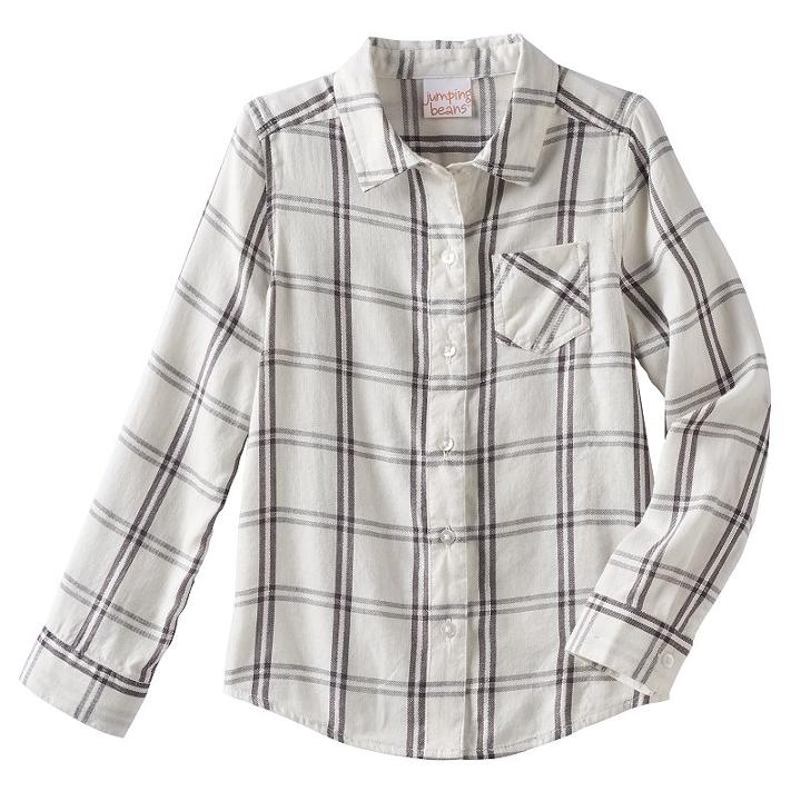 Girls 4-10 Jumping Beans&reg; Long Sleeve Woven Button-front Shirt, Size: 7, White Oth