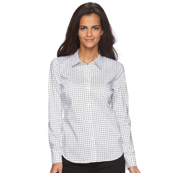 Petite Apt. 9&reg; Essential Wrinkle-resistant Shirt, Women's, Size: 10 Petite, White