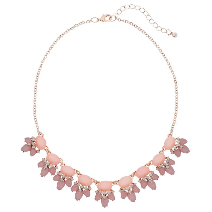 Rose Gold Tone Geometric Cluster Necklace, Women's, Med Pink