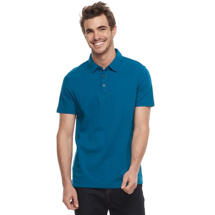 Men's Apt. 9&reg; Regular-fit Soft Touch Stretch Interlock Polo, Size: Small, Dark Blue