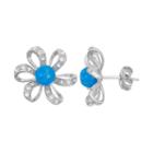 Lab-created Blue Opal & Cubic Zirconia Sterling Silver Flower Stud Earrings, Women's