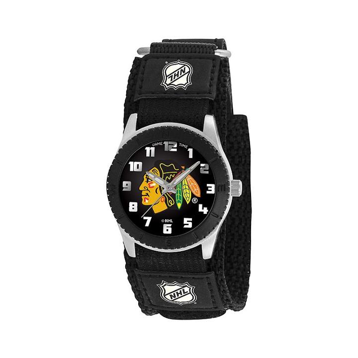 Game Time Rookie Series Chicago Blackhawks Silver Tone Watch - Nhl-rob-chi - Kids, Boy's, Black
