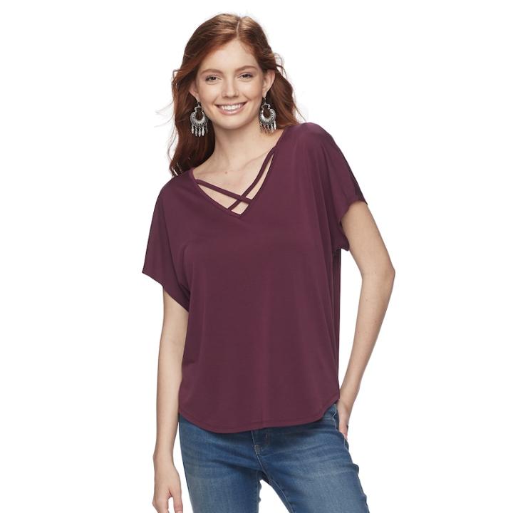 Juniors' Pink Republic Crisscross Tee, Teens, Size: Xl, Med Red