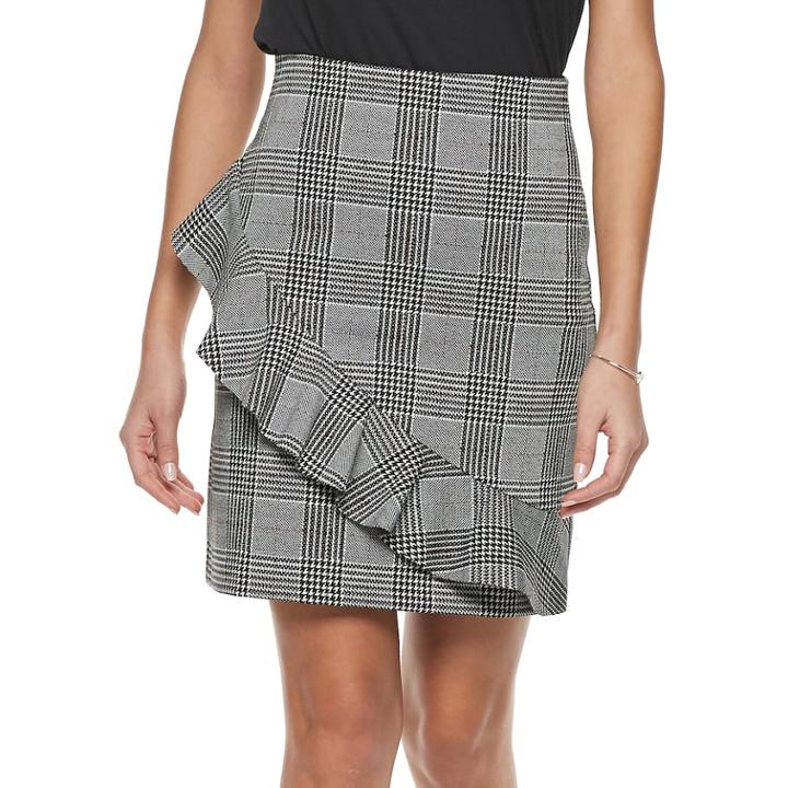 Women's Apt. 9&reg; Ruffle Skirt, Size: Xl, Black
