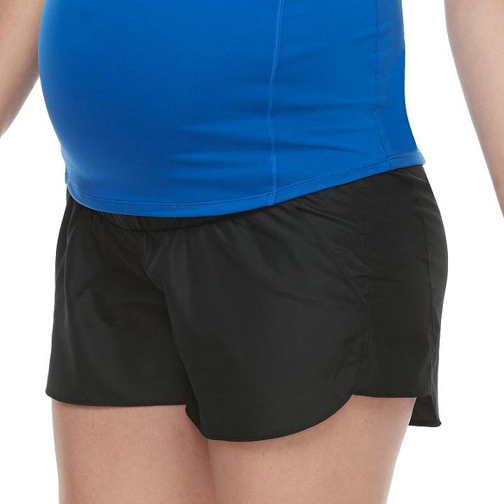 Maternity A:glow Full Belly Panel Running Shorts, Women's, Size: L-mat, Black
