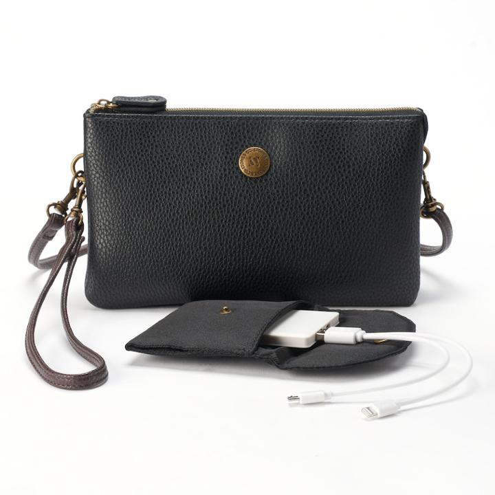Stone & Co. Trifecta Pebbled Leather Phone Charging Convertible Crossbody Bag, Women's, Oxford