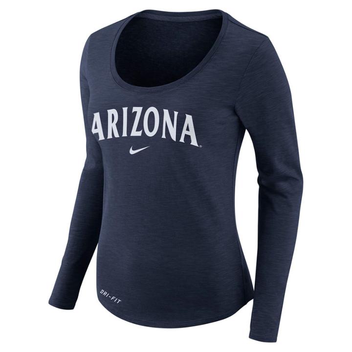 Women's Nike Arizona Wildcats Slubbed Dri-fit Tee, Size: Xl, Blue (navy)