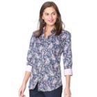 Petite Chaps Printed No-iron Shirt, Women's, Size: Xs Petite, Blue (navy)