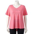 Plus Size Tek Gear&reg; Easy Graphic V-neck Workout Tee, Women's, Size: 1xl, Brt Pink