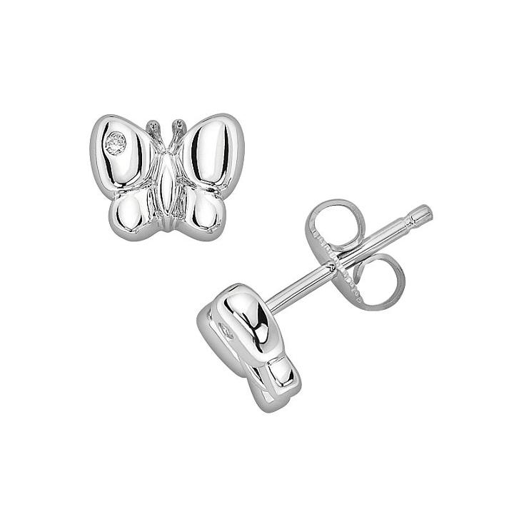 Little Diva Diamonds Sterling Silver Diamond Accent Butterfly Stud Earrings - Kids, Girl's, White