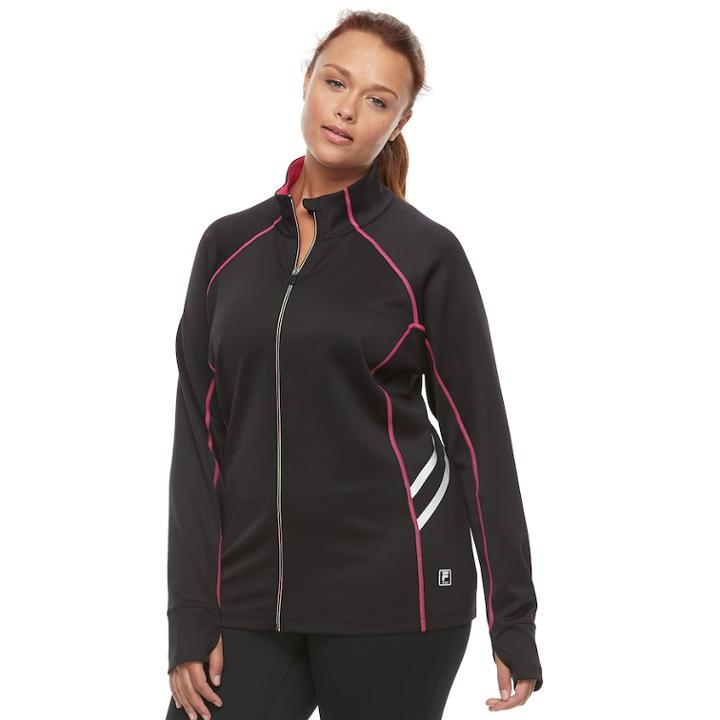 Plus Size Fila Sport&reg; Contrast Zipper Thumb Hole Jacket, Women's, Size: 2xl, Black