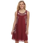 Women's Sonoma Goods For Life&trade; Embroidered Shift Dress, Size: Xxl, Dark Red