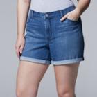 Plus Size Simply Vera Vera Wang Cuffed Jean Shorts, Women's, Size: 16 W, Dark Blue