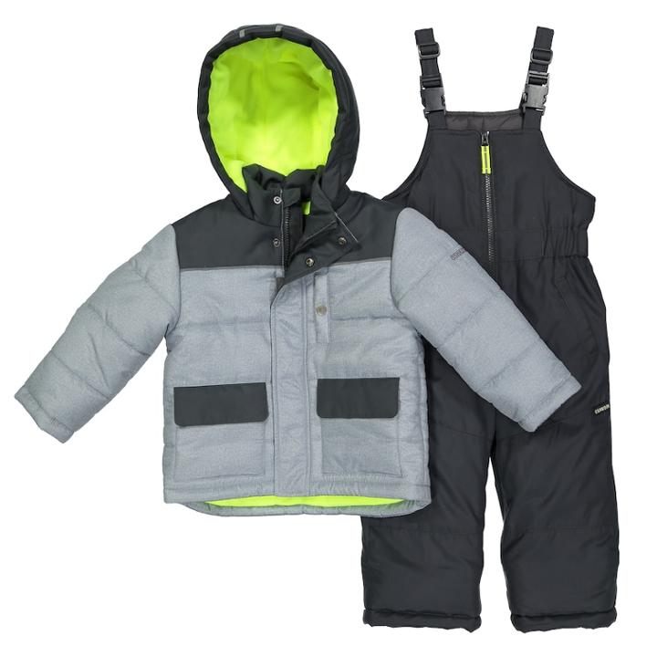 Boys 4-7 Oshkosh B'gosh&reg; Quilted Colorblocked Jacket & Bib Overall Snow Pants Set, Size: 4, Grey