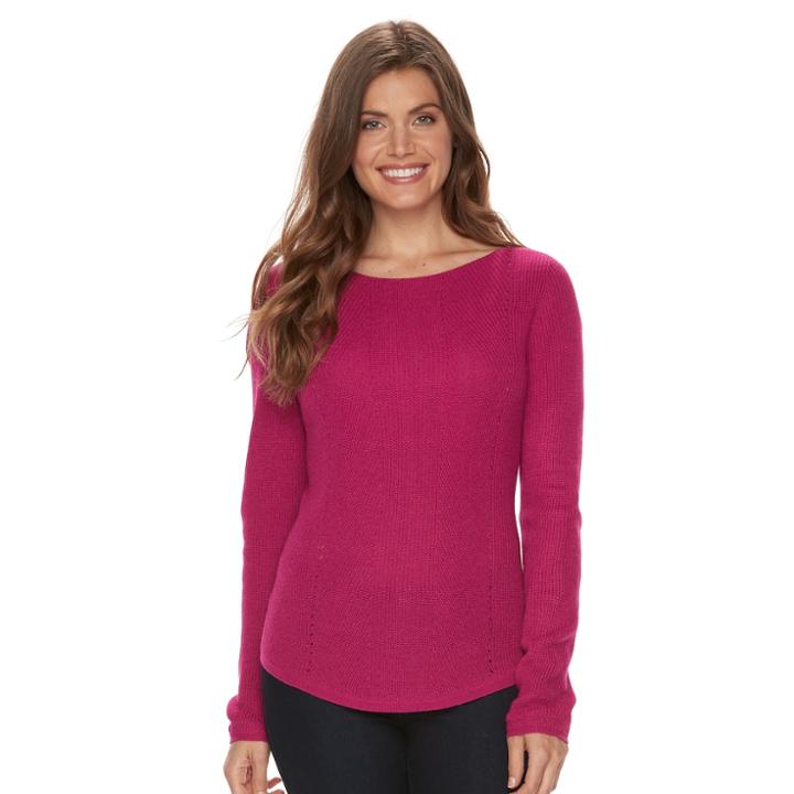 Petite Croft & Barrow&reg; Transfer Stitch Sweater, Women's, Size: Xl Petite, Med Pink