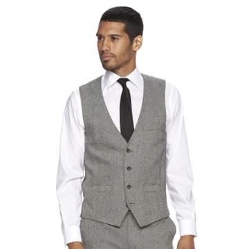 Men's Wd. Ny Slim-fit Tweed Suit Vest, Size: Medium, Grey (charcoal)