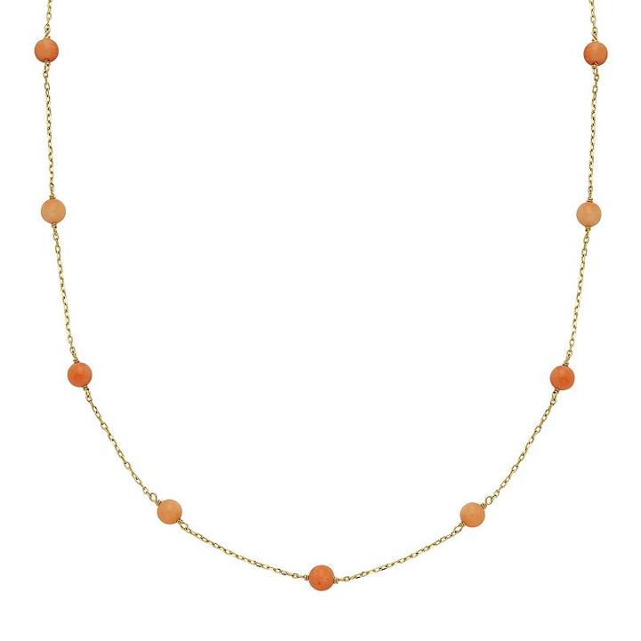 14k Gold Coral Station Necklace, Women's, Size: 17, Pink