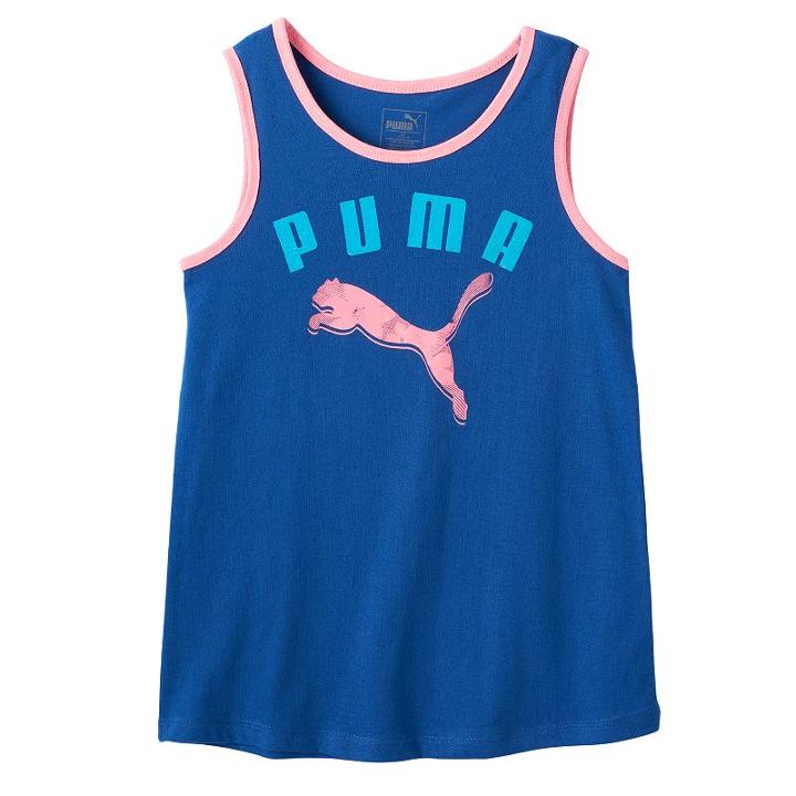 Girls 7-16 Puma Contrast Trim Sugar Glitter Graphic Tank Top, Girl's, Size: Xl, Blue Other