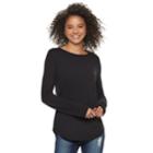Juniors' Mudd&reg; Crewneck Long Sleeve Tee, Teens, Size: Xxs, Black