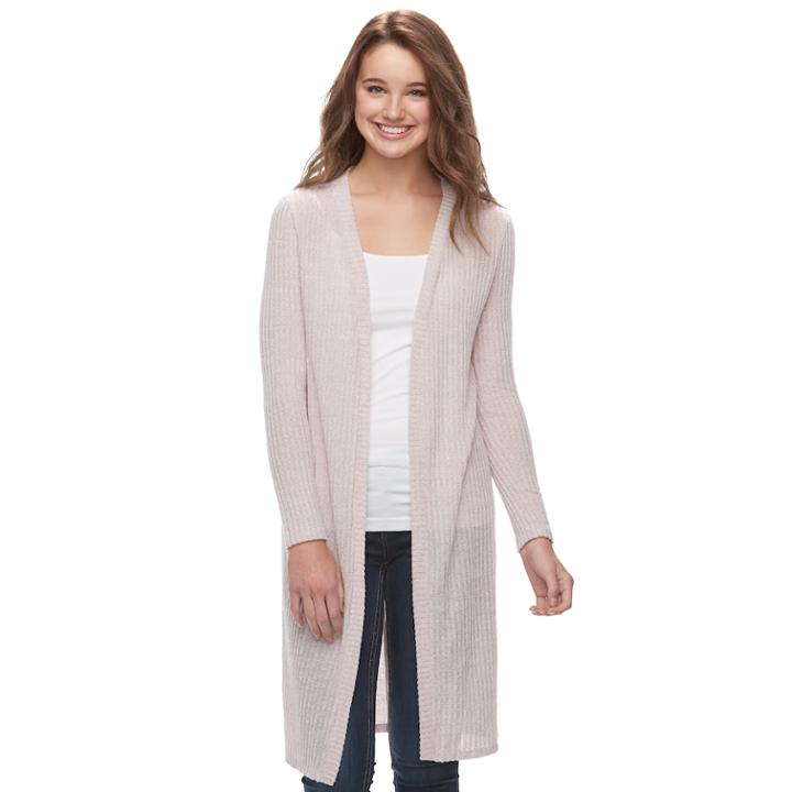 Juniors' About A Girl Cozy Duster Cardigan, Size: Xl, Light Pink