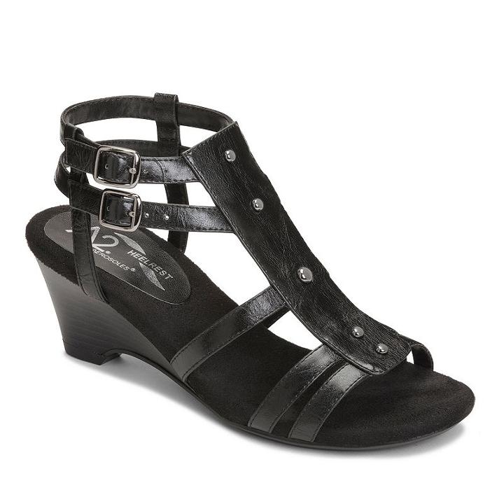 A2 By Aerosoles Mayor Women's Wedge Sandals, Size: Medium (12), Black