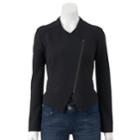 Women's Apt. 9&reg; Textured Knit Motorcycle Jacket, Size: Medium, Black