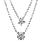 Laura Ashley Sterling Silver 1/5 Carat T.w. Diamond Flower & Butterfly Swag Necklace, Women's, Size: 18, White
