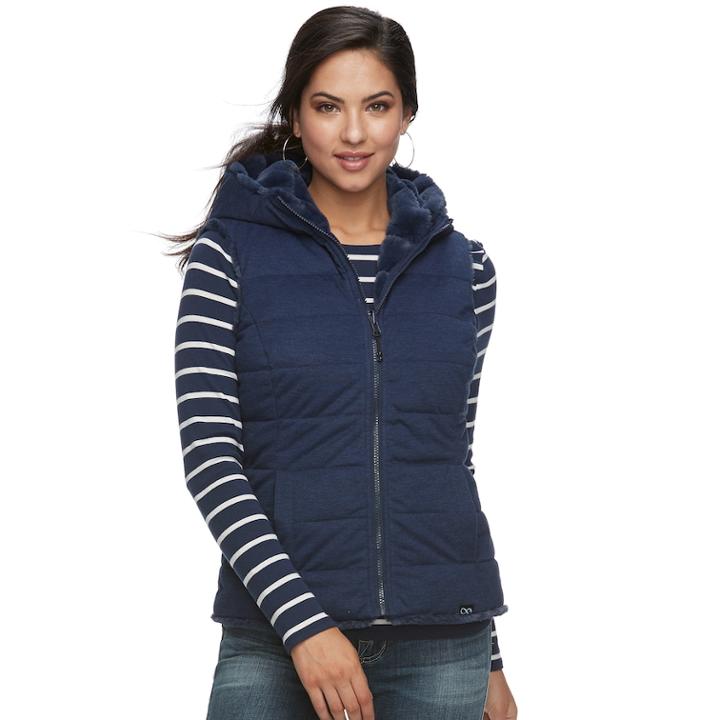 Women's Be Boundless Hooded Reversible Vest, Size: Small, Blue (navy)