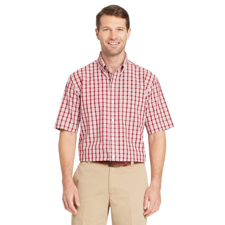 Men's Arrow Hamilton Classic-fit Wrinkle-free Poplin Button-down Shirt, Size: Large, Dark Red