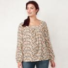 Plus Size Lc Lauren Conrad Love, Lauren Shirred Peasant Top, Women's, Size: 0x, White
