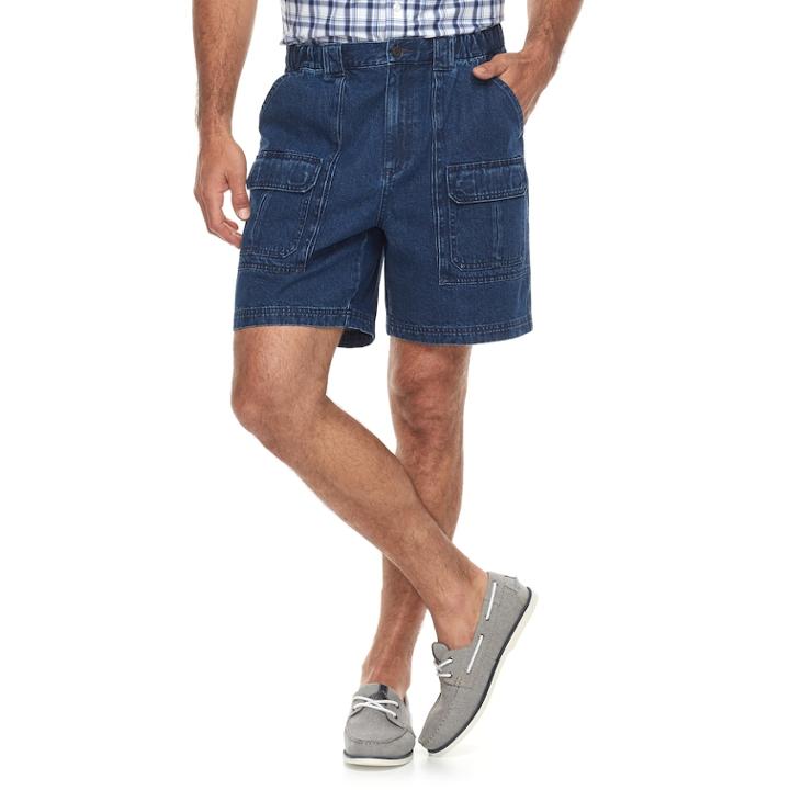Men's Croft & Barrow&reg; Classic-fit Side Elastic Cargo Shorts, Size: 34, Med Blue
