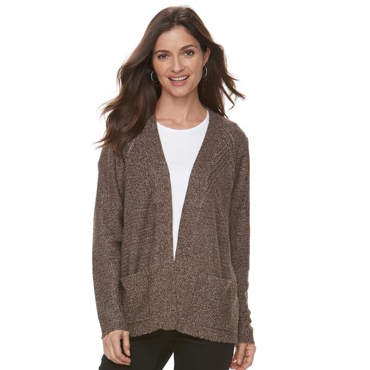 Women's Croft & Barrow&reg; Textured Cardigan Sweater, Size: Large, Lt Beige