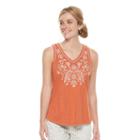 Petite Sonoma Goods For Life&trade; Embroidered Tank, Women's, Size: M Petite, Drk Orange