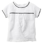 Girls 4-8 Carter's Pom-pom Trim Tee, Size: 4, White