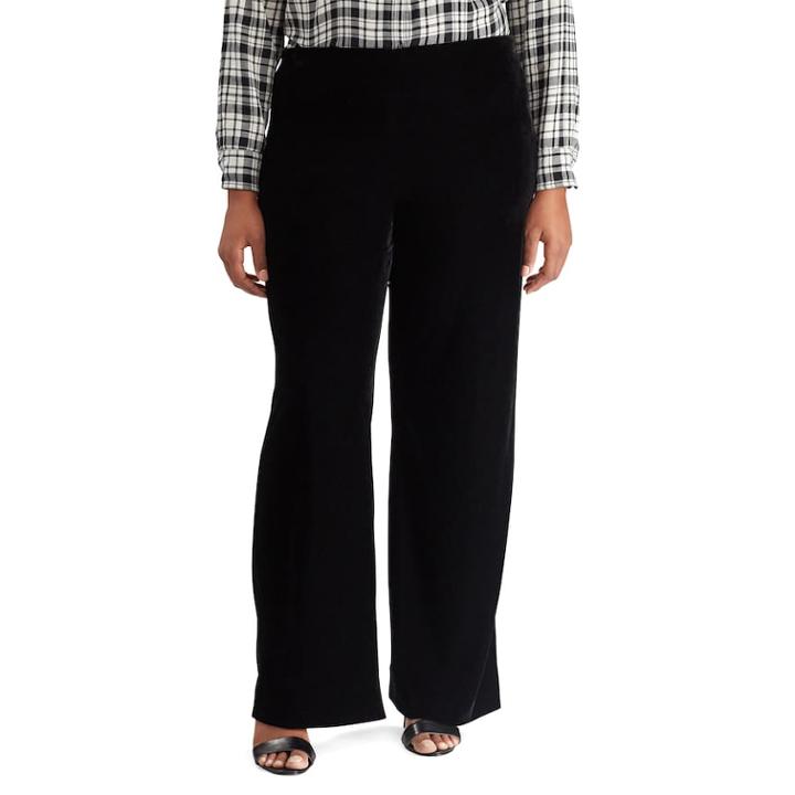 Plus Size Chaps Velvet Straight Pant, Women's, Size: 16 W, Black