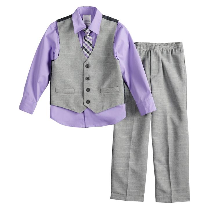 Boys 4-12 Van Heusen 4-piece Vest Sets, Size: 7, Black