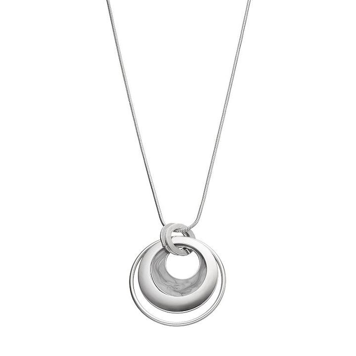 Gray Circle Link Pendant Necklace, Women's, Med Grey