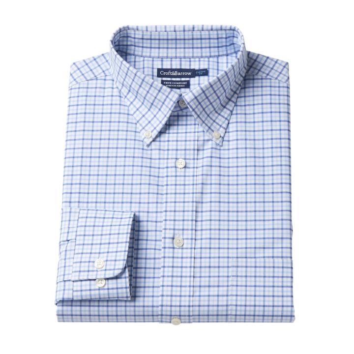 Big & Tall Croft & Barrow&reg; True Comfort Regular-fit Dress Shirt, Men's, Size: 17 36/7t, Blue