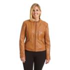 Plus Size Excelled Leather Motorcycle Jacket, Women's, Size: 3xl, Beig/green (beig/khaki)