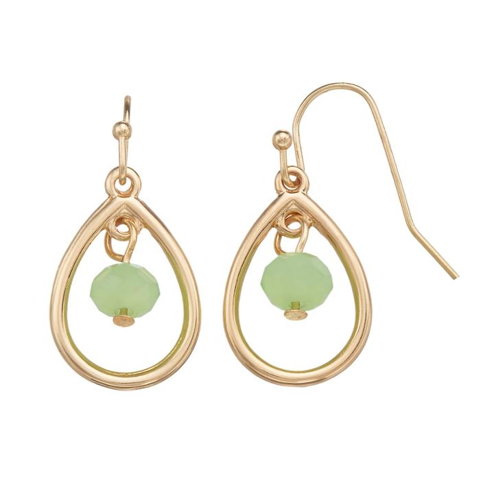 Lc Lauren Conrad Green Bead Nickel Free Teardrop Earrings, Women's, Lt Green